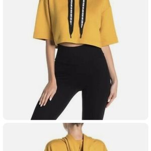 ALO Yoga Mustard Yellow Cropped Hoodie